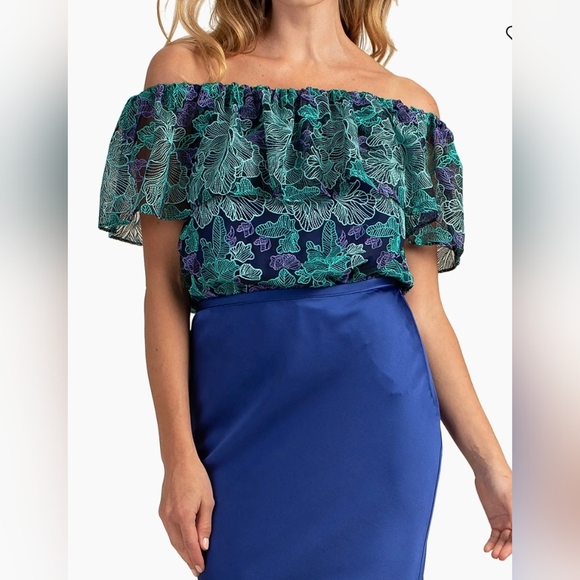 NWT - Trina Turk - Wisdom Top - Floral Off-Shoulder -Size Med - Picture 2 of 6